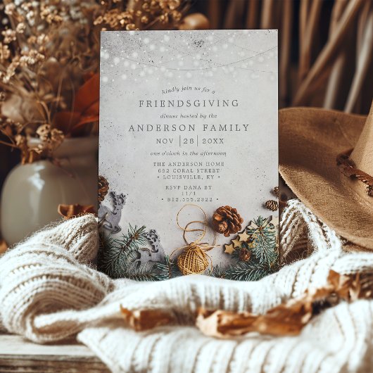 Pine Cone String Lights Rustikale Freundschaft Einladung