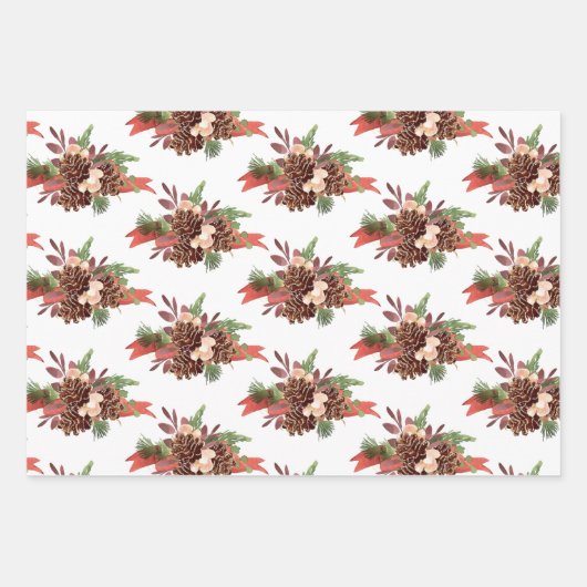 Pine Cone und Blumenbouquets Geschenkpapier Set (Vorderseite 2)