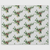 Pine Cone und Evergreen Branch Wrapping Paper Geschenkpapier (Flach)