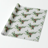 Pine Cone und Evergreen Branch Wrapping Paper Geschenkpapier (Ungerollt)