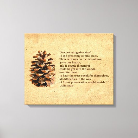 Pine Cone und John Muir Zitat Leinwanddruck (Vorderseite)