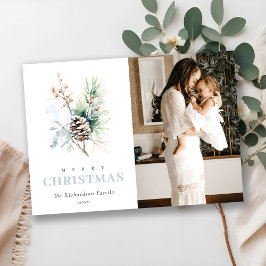 Pine Cone Watercolor Winter Bergen Weihnachtsfest Feiertagskarte