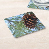 Pine Cone Wiederverwendbares Papier Rechteckiger Pappuntersetzer (angewinkelt)