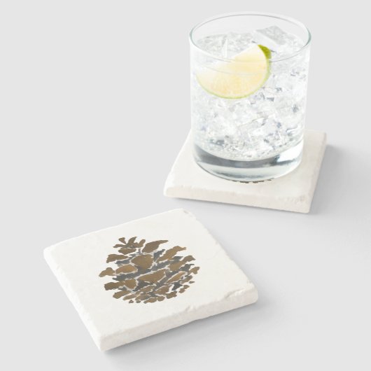 Pine cone Wilderness Weihnachtsmalerei Steinuntersetzer (Seitenansicht)