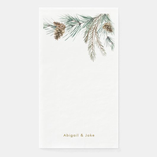 Pine Cone Winter Foliage Personalisierter Urlaub Serviette (Vorderseite)