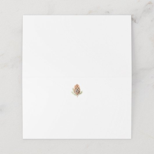 Pine Cone Winter Wedding Platzkarte (Außenseite Aufgefaltet)