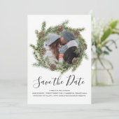 Pine Cone Wreath | Foto Save the Date (Stehend Vorderseite)