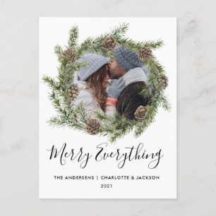 Pine Cone Wreath   Foto Weihnachtskarte Feiertagspostkarte