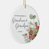Pine Cone Wreath Oma Opa Erste Weihnachtsfeier Keramik Ornament (Rechts)