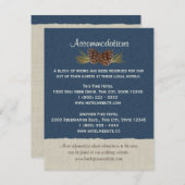 Pine Cones and Burlap Info Card Navy Blue Begleitkarte (Vorne/Hinten)