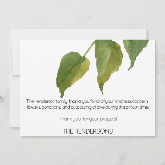 Pine Cones and Foliage Beerdigung Danke (Rückseite)