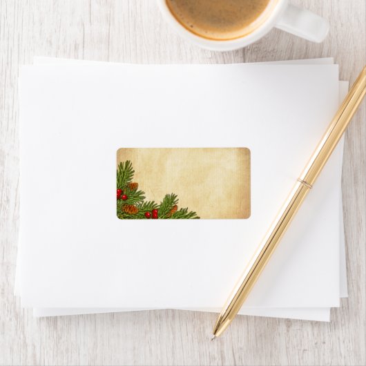 Pine Cones and Holly Berries Blank Address Label Adressaufkleber (Insitu)