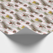 Pine Cones Anpassen fröhlicher Weihnachts-Roter Te Geschenkpapier (Ecke)