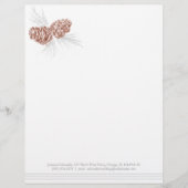 Pine cones art braune graue Hochzeitsschrift Briefbogen (Vorderseite)