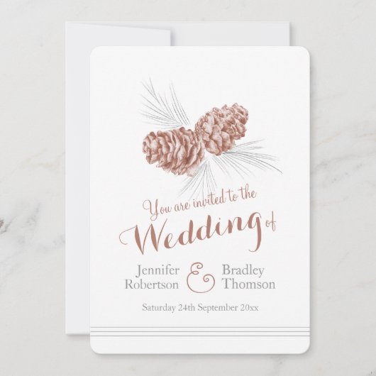 Pine cones Art braune Wintereinladungen Einladung (Vorderseite)
