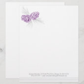 Pine cones art lila graue Hochzeitsschrift Briefbogen (Vorne/Hinten)