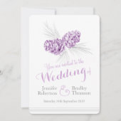 Pine cones art lila gray Hochzeit Einladungen (Vorderseite)