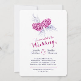 Pine cones art plum marine Winterhochzeit lädt ein Einladung