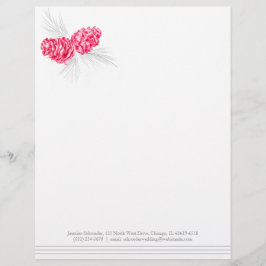 Pine cones art red gray wedletterhead briefkopf