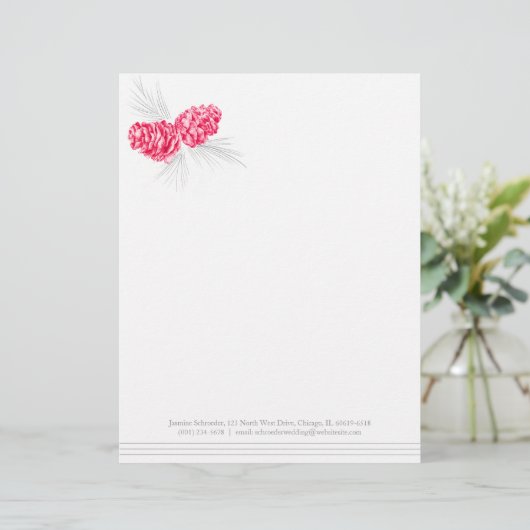 Pine cones art red gray wedletterhead briefkopf (Stehend Vorderseite)