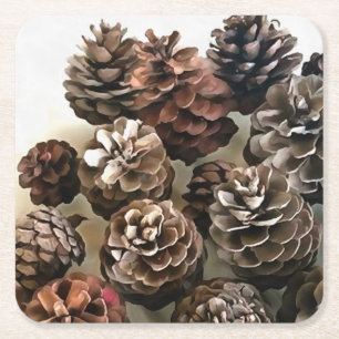Pine Cones Bio Weihnachtsschmuckstücke Kunst, Dich Rechteckiger Pappuntersetzer