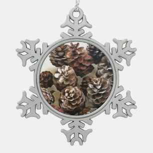 Pine Cones Bio Weihnachtsschmuckstücke Kunst, Dich Schneeflocken Zinn-Ornament