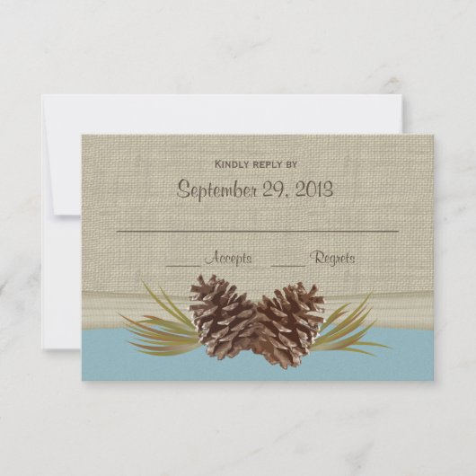 Pine cones Blue Response Card RSVP Karte (Vorderseite)