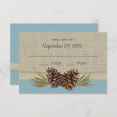 Pine cones Blue Response Card RSVP Karte (Vorne/Hinten)