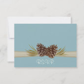 Pine cones Blue Response Card RSVP Karte (Rückseite)