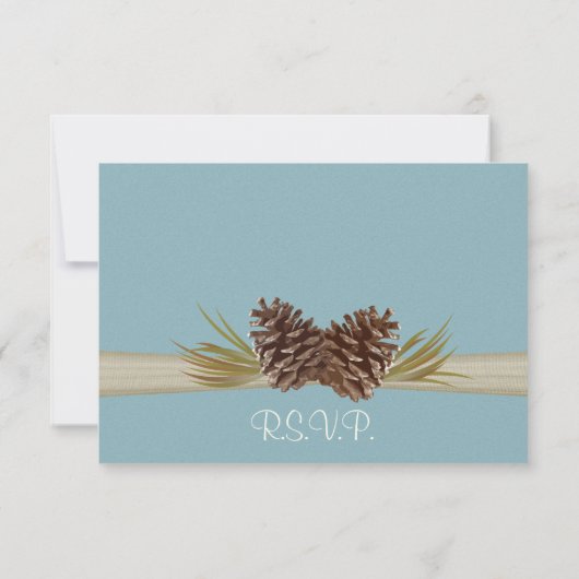 Pine cones Blue Response Card RSVP Karte (Rückseite)