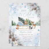 Pine cones Blue Snowflake Truck Baby Shower Einladung (Vorne/Hinten)