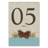 Pine Cones Blue Tischnummer Card (Vorderseite)
