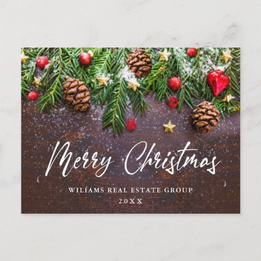 Pine Cones Branch Christmas Corporate Grußpos Postkarte (Vorderseite)