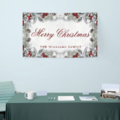 Pine Cones Branch Rustic Wood Frohe Weihnachten Banner (Messeveranstaltung)