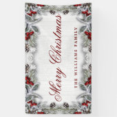 Pine Cones Branch Rustic Wood Frohe Weihnachten Banner (Vertikal)