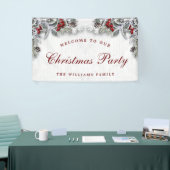 Pine Cones Branch Rustic Wood Frohe Weihnachten Banner (Messeveranstaltung)