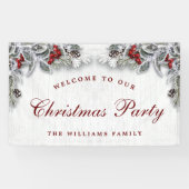 Pine Cones Branch Rustic Wood Frohe Weihnachten Banner (Horizontal)