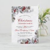Pine Cones Branch Rustikales Weihnachtsessen Party Einladung (Stehend Vorderseite)