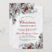 Pine Cones Branch Rustikales Weihnachtsessen Party Einladung (Vorne/Hinten)