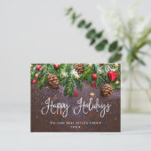 Pine Cones Branch Weihnachtsgrüße Postkarte (Stehend Vorderseite)