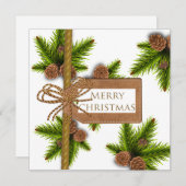Pine Cones & Branches Christmas Card Feiertagskarte (Vorne/Hinten)