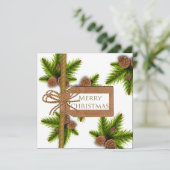 Pine Cones & Branches Christmas Card Feiertagskarte (Stehend Vorderseite)