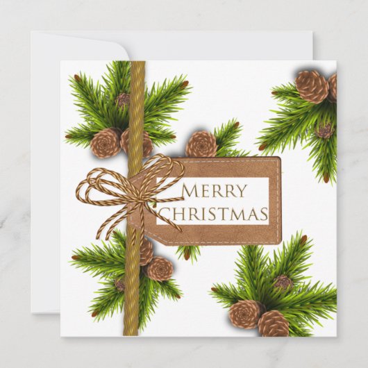 Pine Cones & Branches Christmas Card Feiertagskarte (Vorderseite)