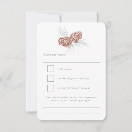 Pine cones braune Hochzeit RSVP (Rückseite)