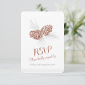 Pine cones braune Hochzeit RSVP Karte (Stehend Vorderseite)