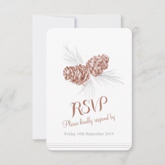 Pine cones braune Hochzeit RSVP Karte (Vorderseite)