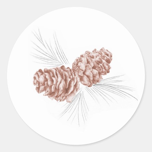 Pine Cones brauner grauer Winterkleber Runder Aufkleber (Vorderseite)