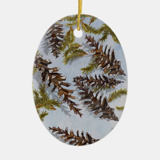 Pine Cones Evergreen Branches Holiday Ornament (Vorne)