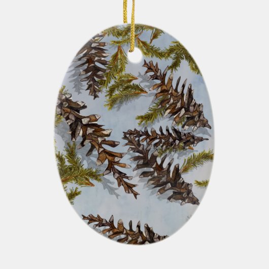 Pine Cones Evergreen Branches Holiday Ornament (Hinten)