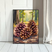 Pine Cones | Fall Autumn Watercolor Forest Poster
